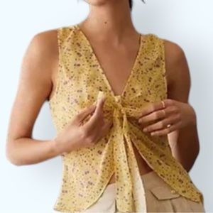 Favorite Daughter Anthropologie Gwen XS & L Yellow Purple Silk Floral Sleeveless